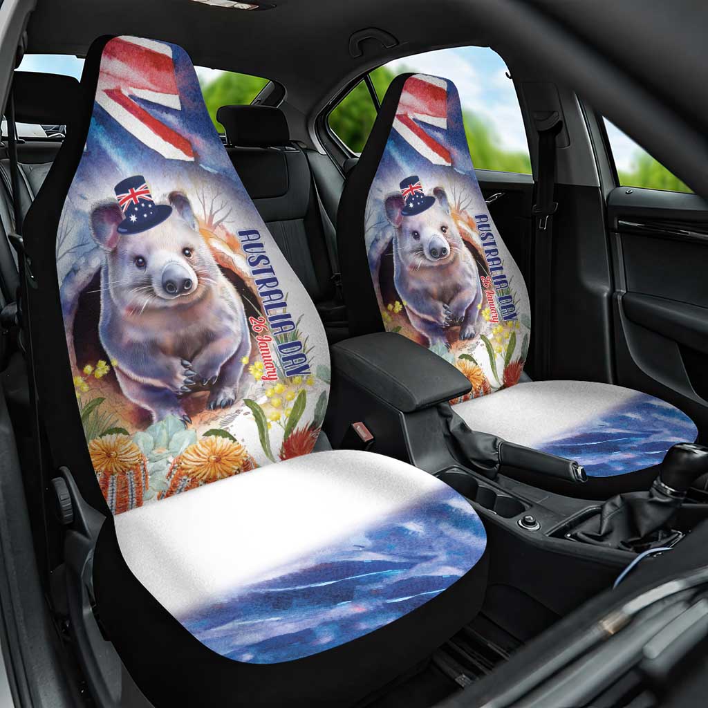 Wombat Australia Day Car Seat Cover Happy 26 January - Banksia Watercolor - Vibe Hoodie Shop