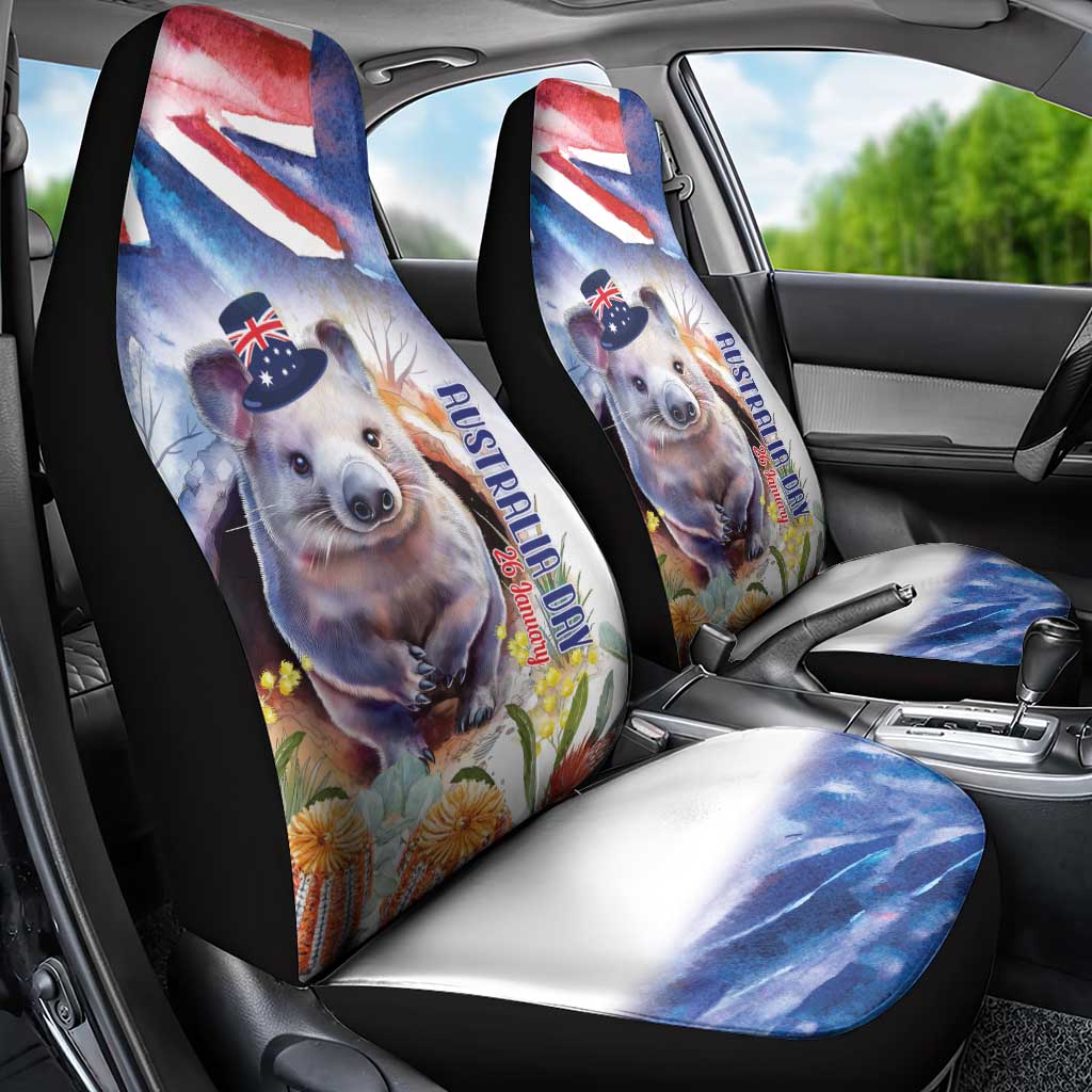 Wombat Australia Day Car Seat Cover Happy 26 January - Banksia Watercolor - Vibe Hoodie Shop