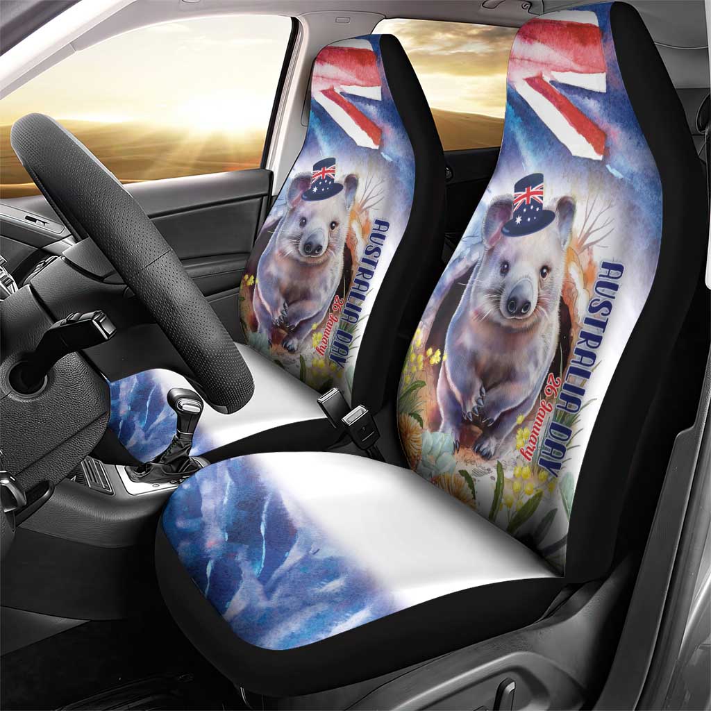 Wombat Australia Day Car Seat Cover Happy 26 January - Banksia Watercolor - Vibe Hoodie Shop