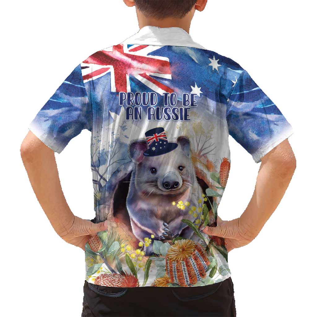 Wombat Australia Day Family Matching Long Sleeve Bodycon Dress and Hawaiian Shirt Happy 26 January - Banksia Watercolor