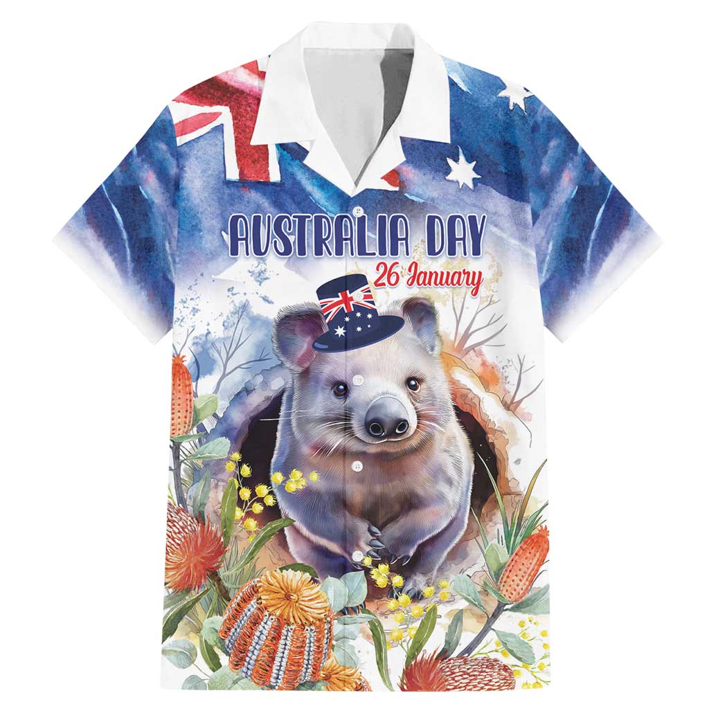 Wombat Australia Day Family Matching Mermaid Dress and Hawaiian Shirt Happy 26 January - Banksia Watercolor