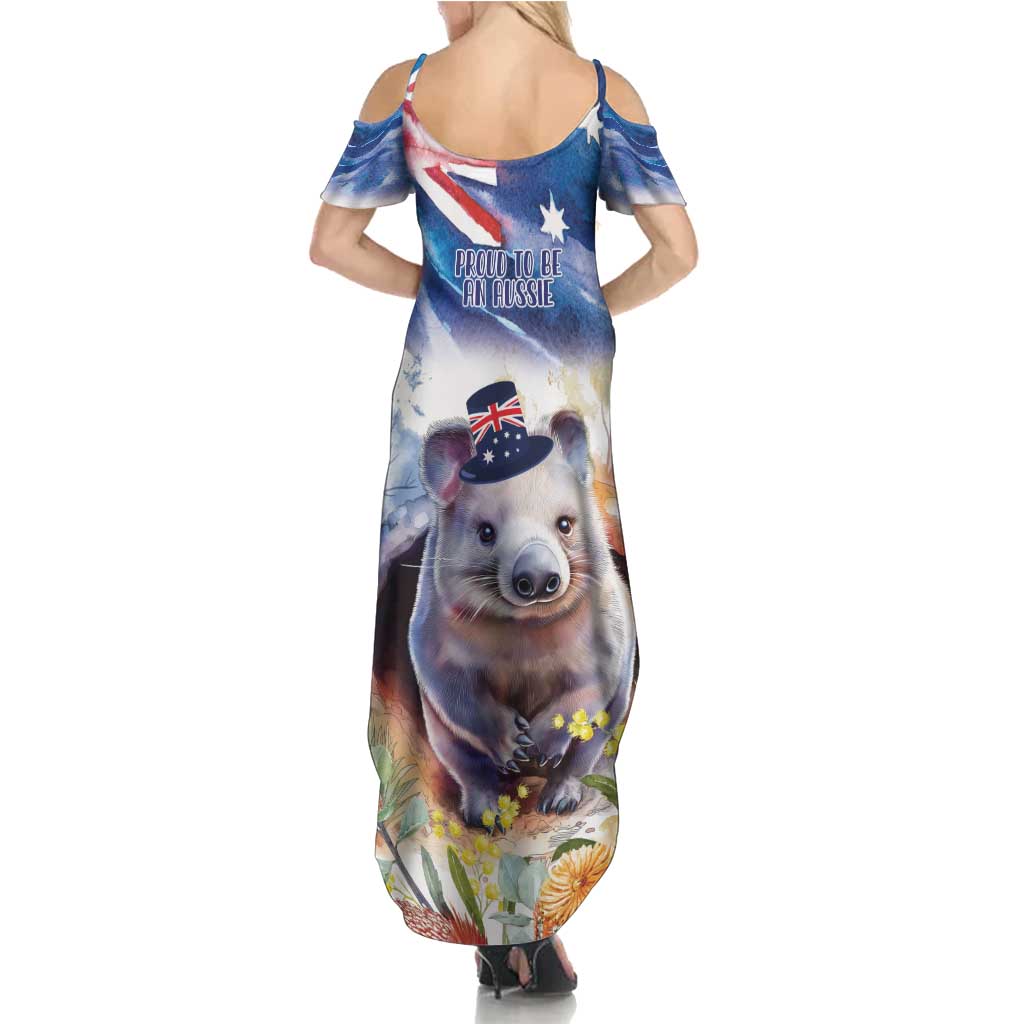 Wombat Australia Day Family Matching Summer Maxi Dress and Hawaiian Shirt Happy 26 January - Banksia Watercolor