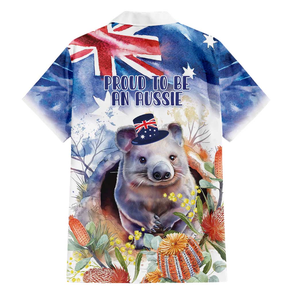 Wombat Australia Day Hawaiian Shirt Happy 26 January - Banksia Watercolor - Vibe Hoodie Shop