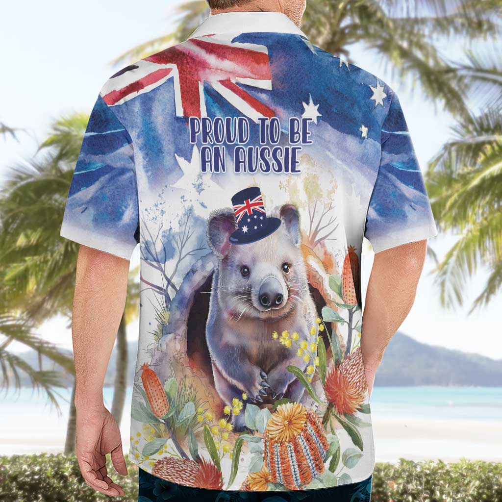 Wombat Australia Day Hawaiian Shirt Happy 26 January - Banksia Watercolor - Vibe Hoodie Shop