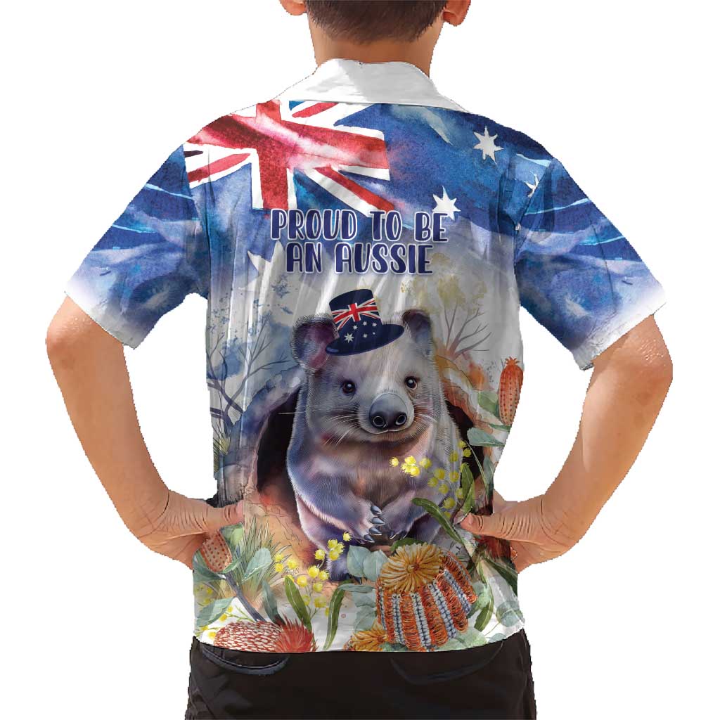 Wombat Australia Day Hawaiian Shirt Happy 26 January - Banksia Watercolor - Vibe Hoodie Shop