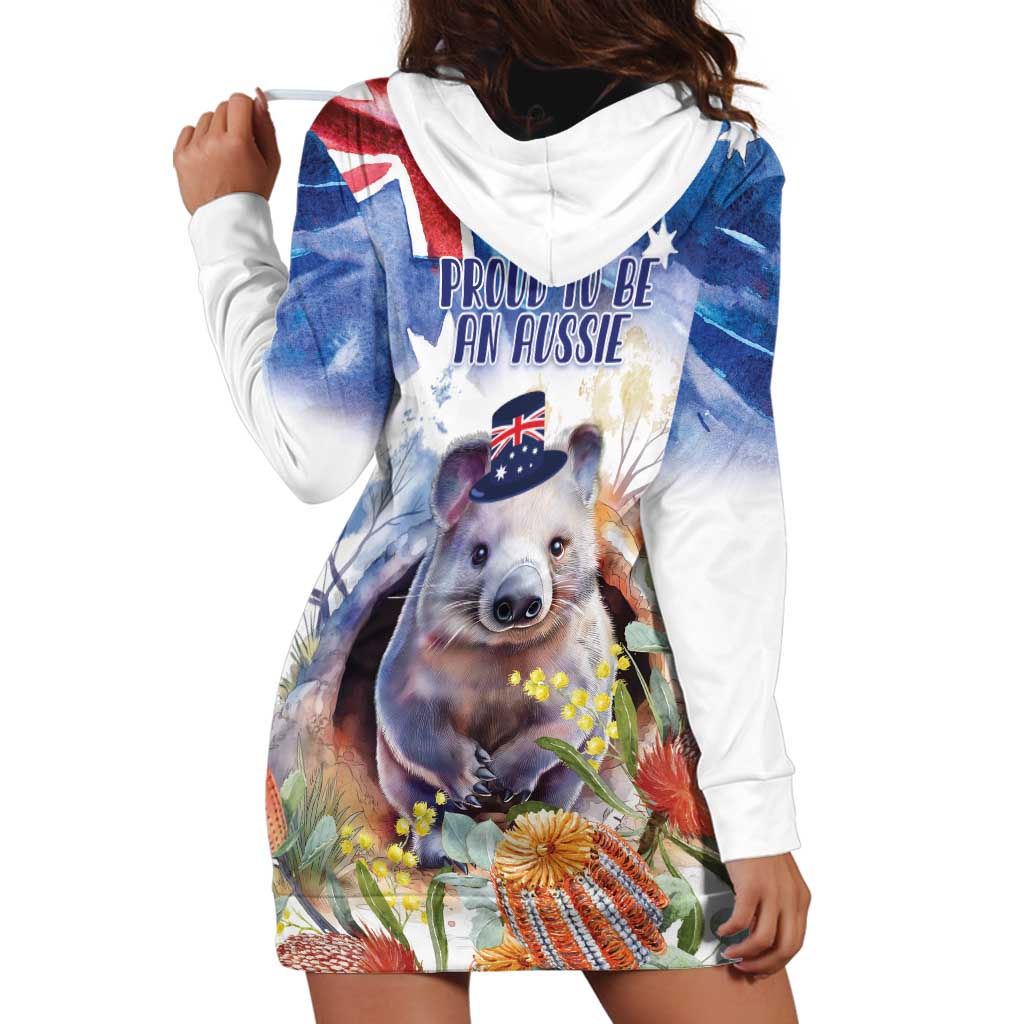 Wombat Australia Day Hoodie Dress Happy 26 January - Banksia Watercolor - Vibe Hoodie Shop