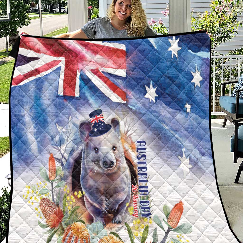 Wombat Australia Day Quilt Happy 26 January - Banksia Watercolor - Vibe Hoodie Shop