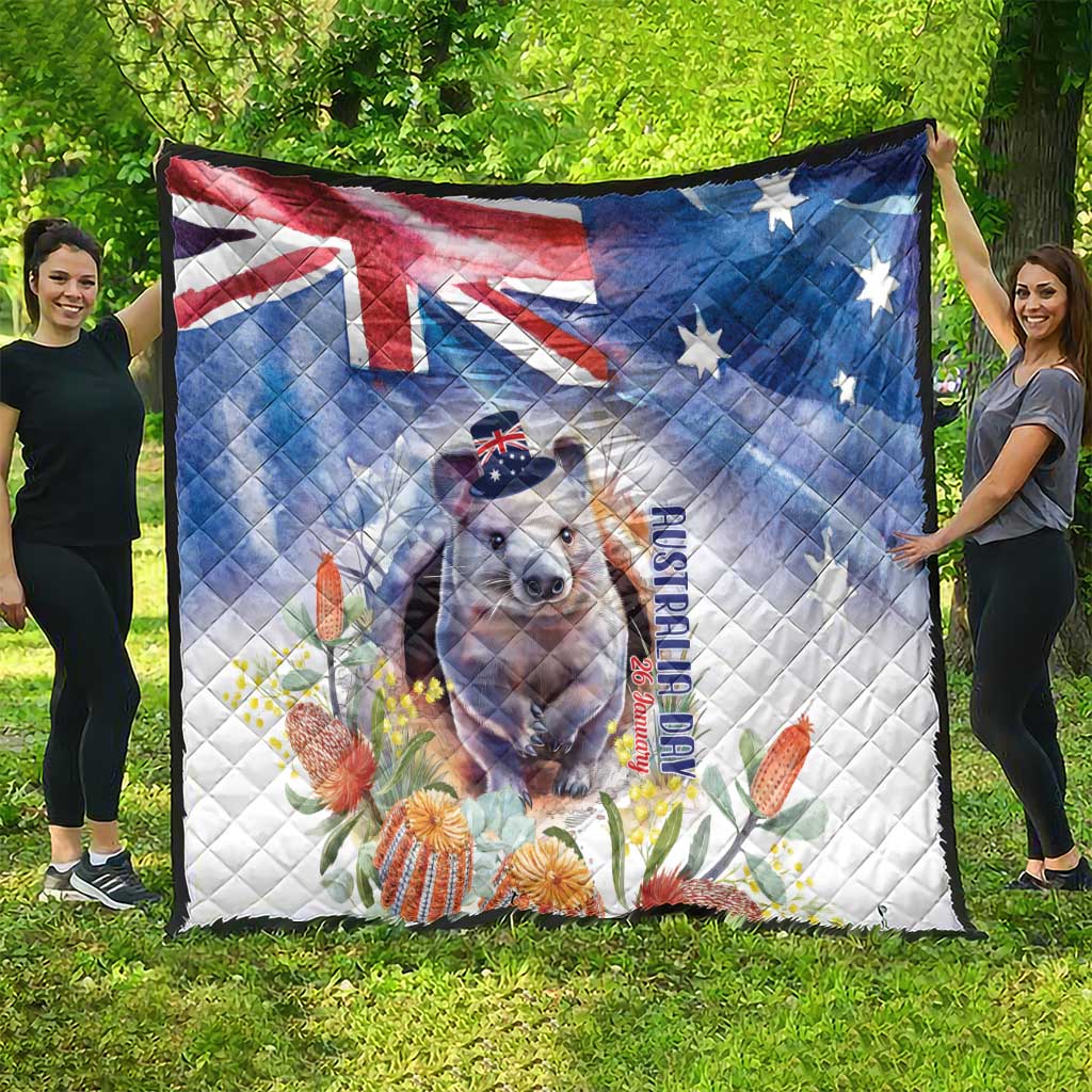 Wombat Australia Day Quilt Happy 26 January - Banksia Watercolor - Vibe Hoodie Shop