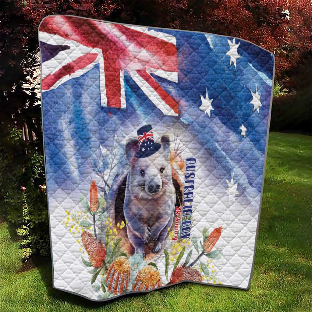 Wombat Australia Day Quilt Happy 26 January - Banksia Watercolor - Vibe Hoodie Shop