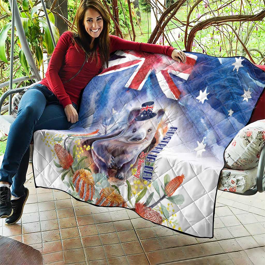 Wombat Australia Day Quilt Happy 26 January - Banksia Watercolor - Vibe Hoodie Shop