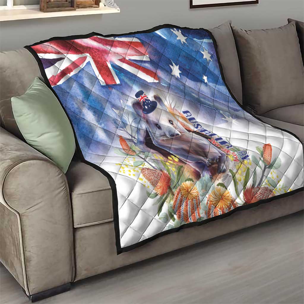 Wombat Australia Day Quilt Happy 26 January - Banksia Watercolor - Vibe Hoodie Shop