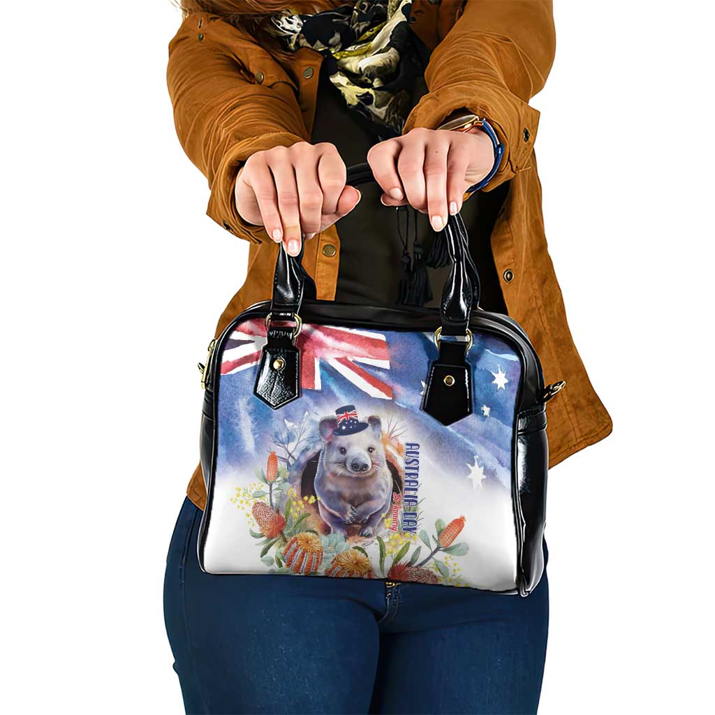 Wombat Australia Day Shoulder Handbag Happy 26 January - Banksia Watercolor - Vibe Hoodie Shop