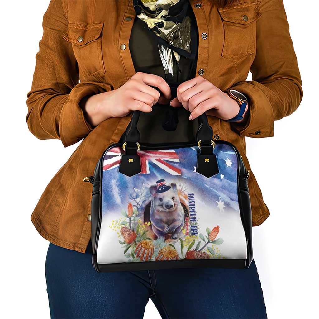 Wombat Australia Day Shoulder Handbag Happy 26 January - Banksia Watercolor - Vibe Hoodie Shop