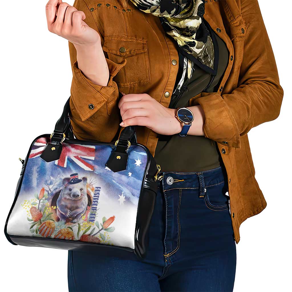 Wombat Australia Day Shoulder Handbag Happy 26 January - Banksia Watercolor - Vibe Hoodie Shop