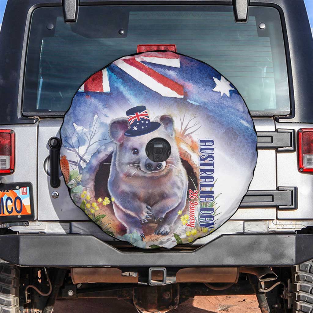 Wombat Australia Day Spare Tire Cover Happy 26 January - Banksia Watercolor - Vibe Hoodie Shop