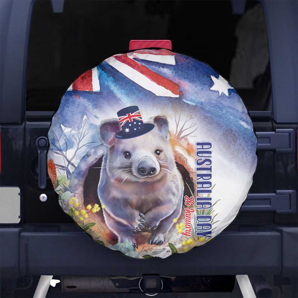 Wombat Australia Day Spare Tire Cover Happy 26 January - Banksia Watercolor - Vibe Hoodie Shop