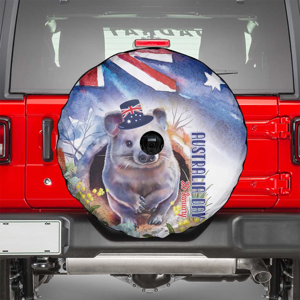 Wombat Australia Day Spare Tire Cover Happy 26 January - Banksia Watercolor - Vibe Hoodie Shop