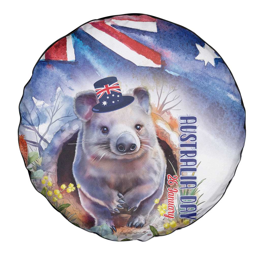 Wombat Australia Day Spare Tire Cover Happy 26 January - Banksia Watercolor - Vibe Hoodie Shop