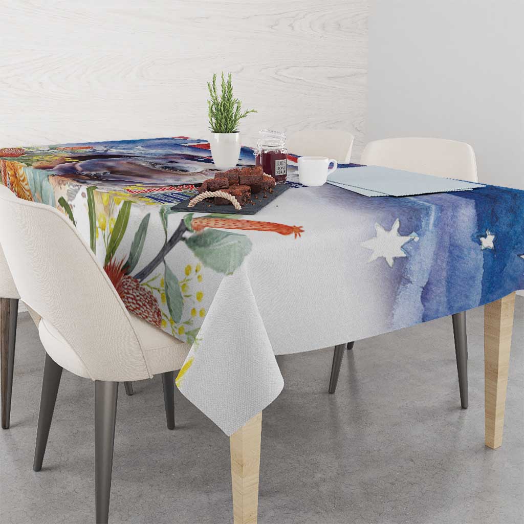 Wombat Australia Day Tablecloth Happy 26 January - Banksia Watercolor