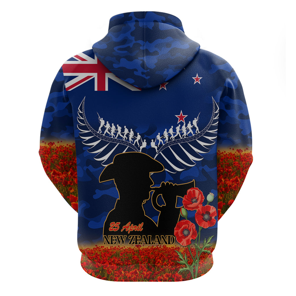 New Zealand ANZAC Day Hoodie 25 April Last Post Camouflage With Poppies - Vibe Hoodie Shop