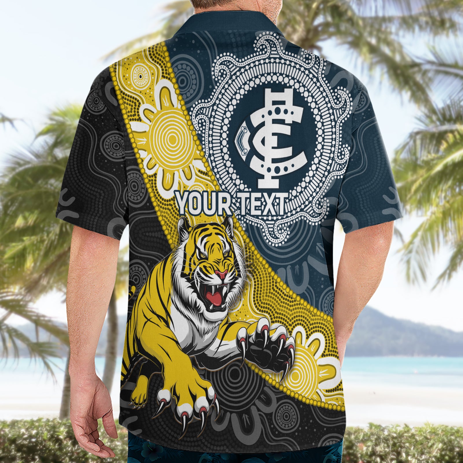 Personalised Richmond And Carlton Football Hawaiian Shirt Tigers BluesTogether Aboriginal Art - Vibe Hoodie Shop