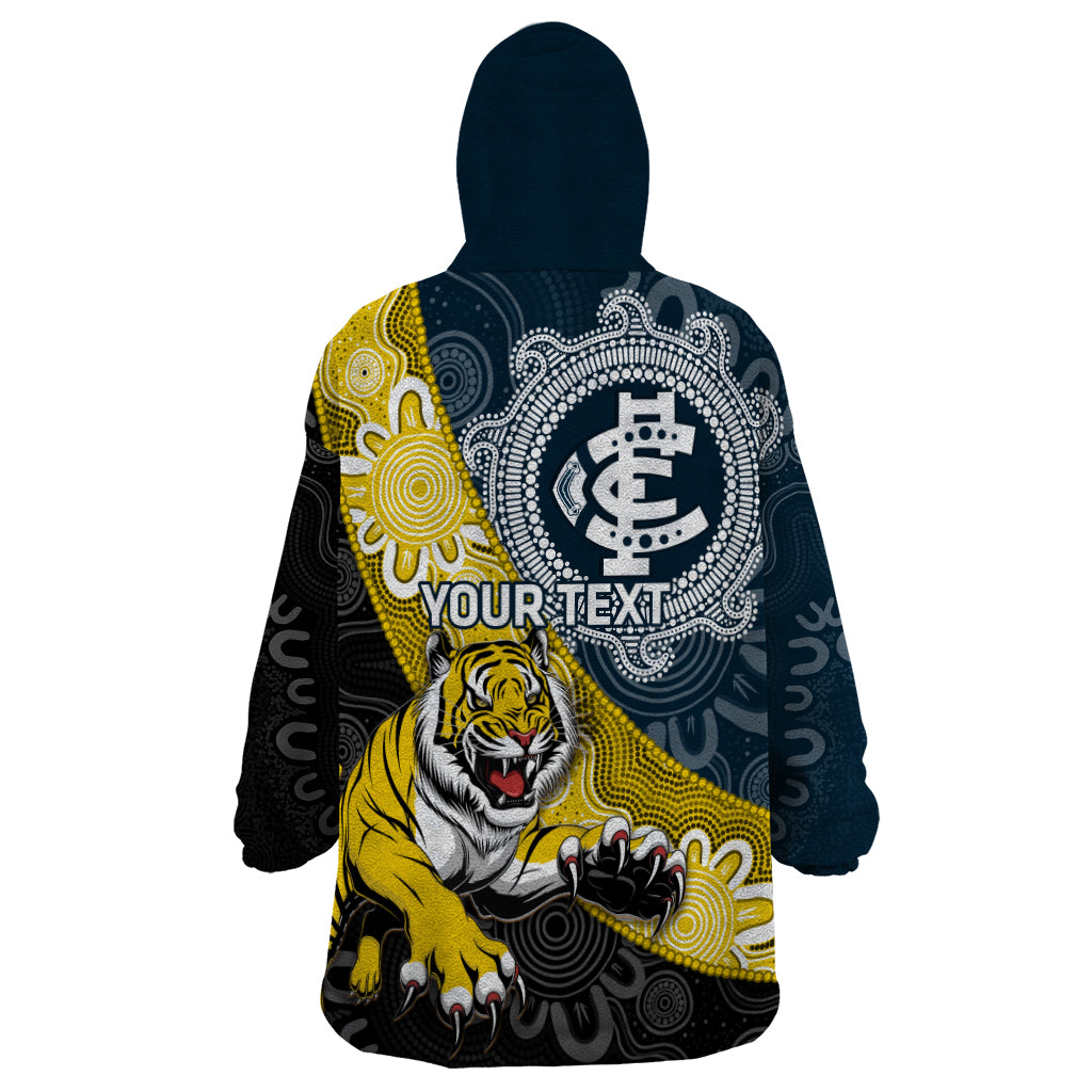 Personalised Richmond And Carlton Football Wearable Blanket Hoodie Tigers BluesTogether Aboriginal Art - Vibe Hoodie Shop