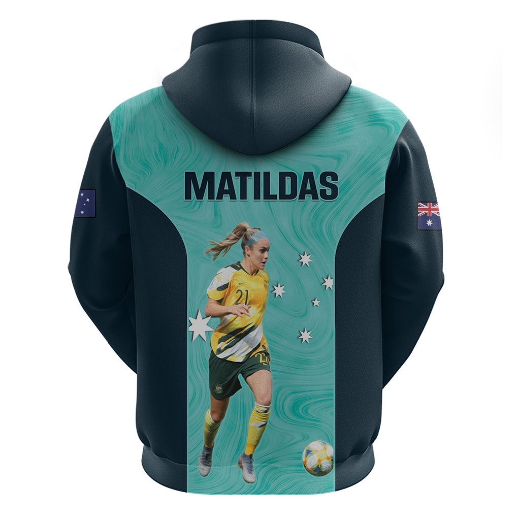 Australia Soccer Hoodie Ellie Carpenter Matildas - Turquoise - Vibe Hoodie Shop