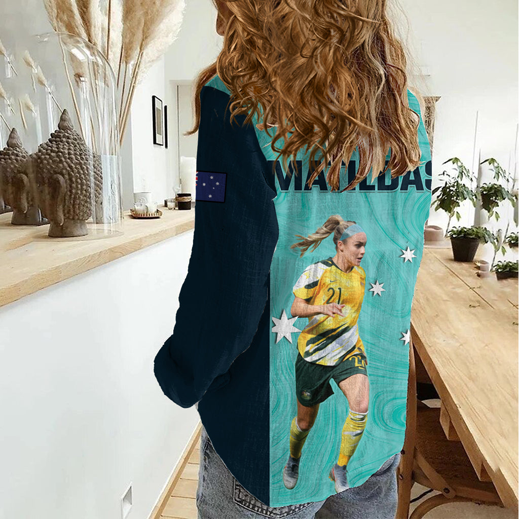 Australia Soccer Women Casual Shirt Ellie Carpenter Matildas - Turquoise - Vibe Hoodie Shop