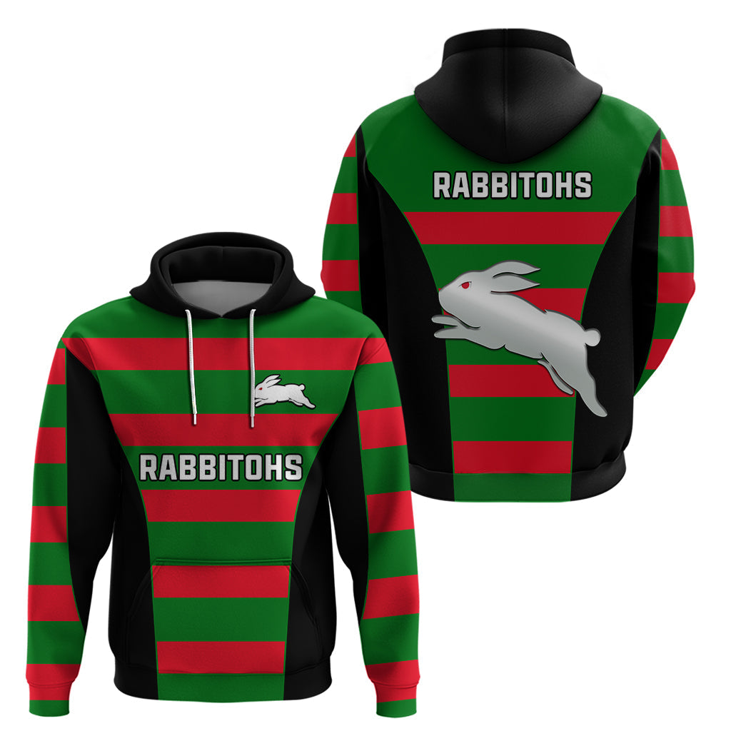 Rabbitohs Rugby Hoodie Go Souths 1908 Sporty Style Black - Vibe Hoodie Shop