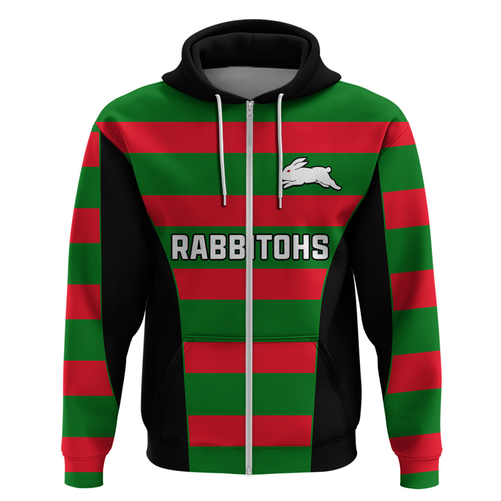 Rabbitohs Rugby Hoodie Go Souths 1908 Sporty Style Black - Vibe Hoodie Shop