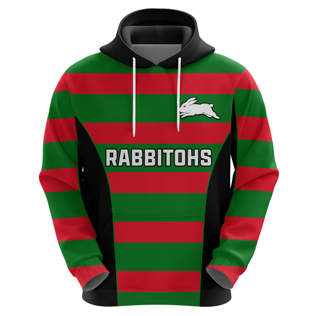 Rabbitohs Rugby Hoodie Go Souths 1908 Sporty Style Black - Vibe Hoodie Shop