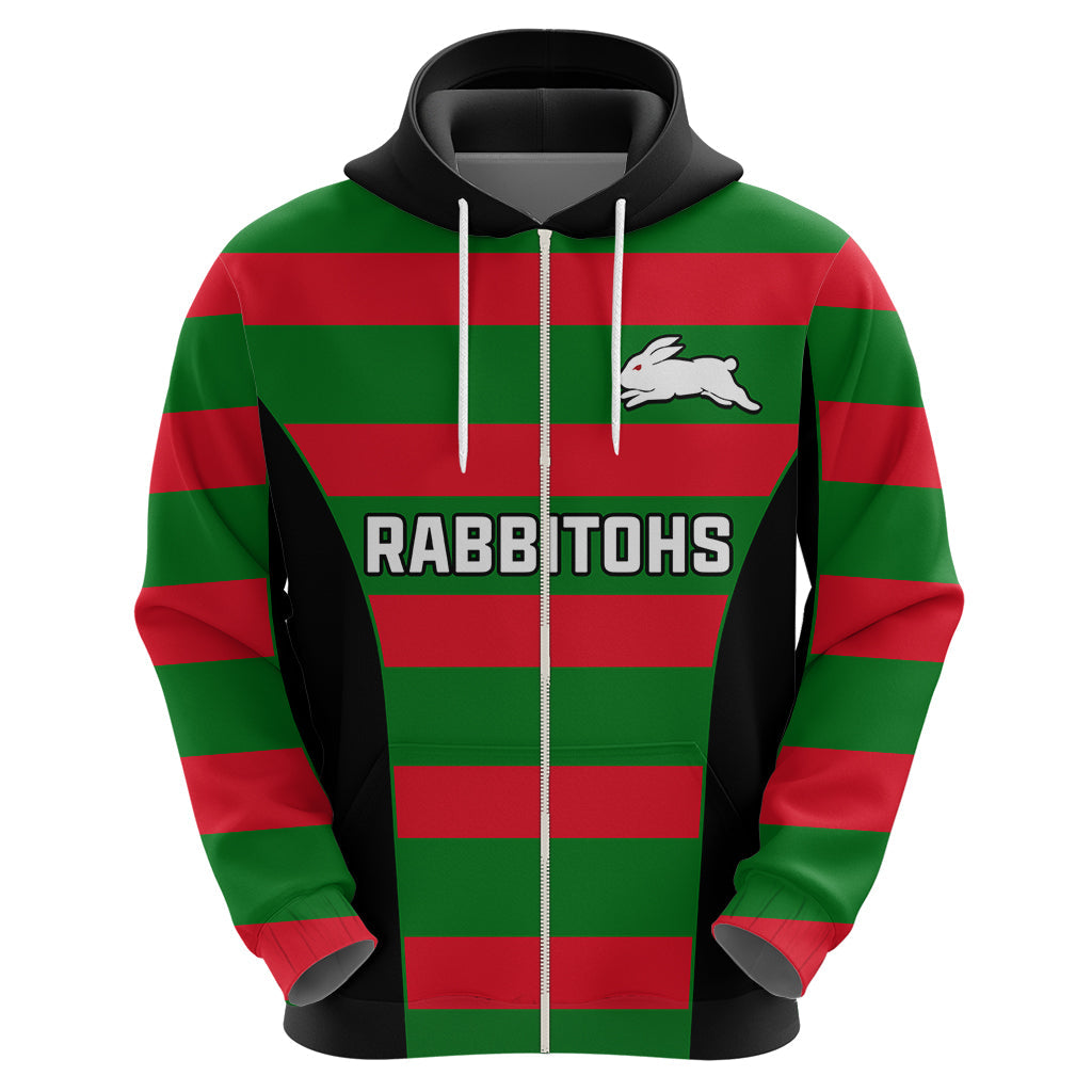 Rabbitohs Rugby Hoodie Go Souths 1908 Sporty Style Black - Vibe Hoodie Shop