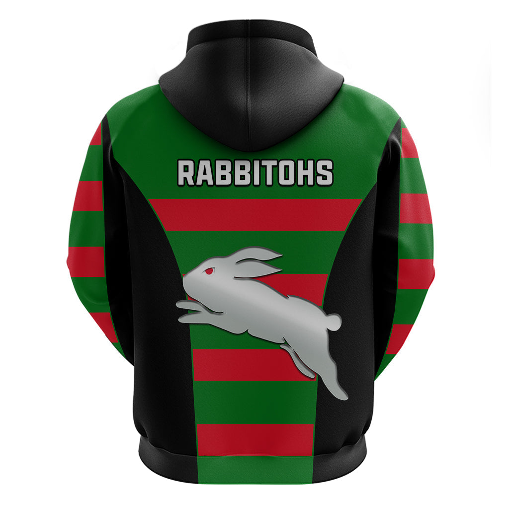 Rabbitohs Rugby Hoodie Go Souths 1908 Sporty Style Black - Vibe Hoodie Shop