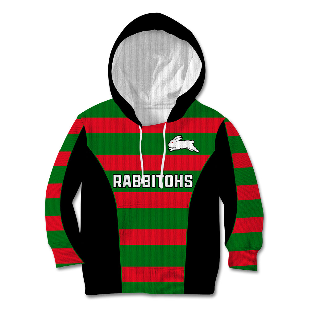 Rabbitohs Rugby Kid Hoodie Go Souths 1908 Sporty Style Black - Vibe Hoodie Shop