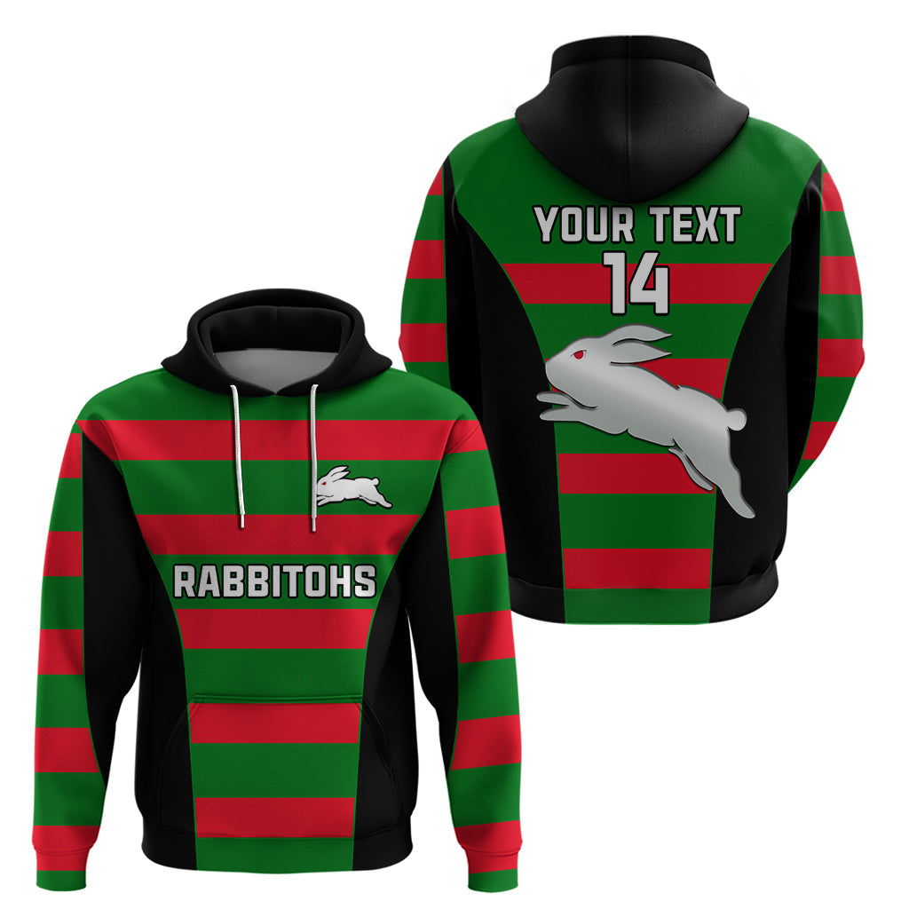 (Custom Text And Number) Rabbitohs Rugby Hoodie Go Souths 1908 Sporty Style Black - Vibe Hoodie Shop