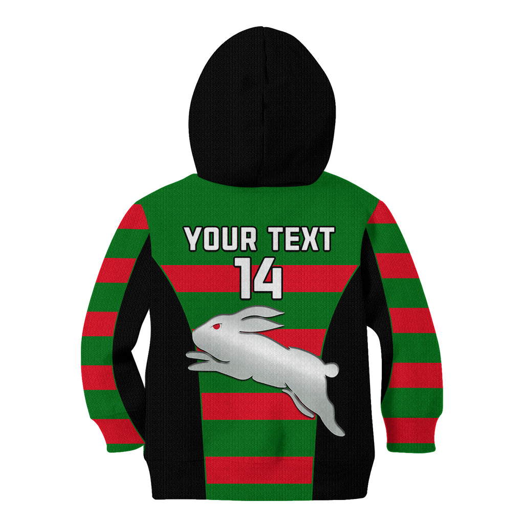 (Custom Text And Number) Rabbitohs Rugby Kid Hoodie Go Souths 1908 Sporty Style Black - Vibe Hoodie Shop
