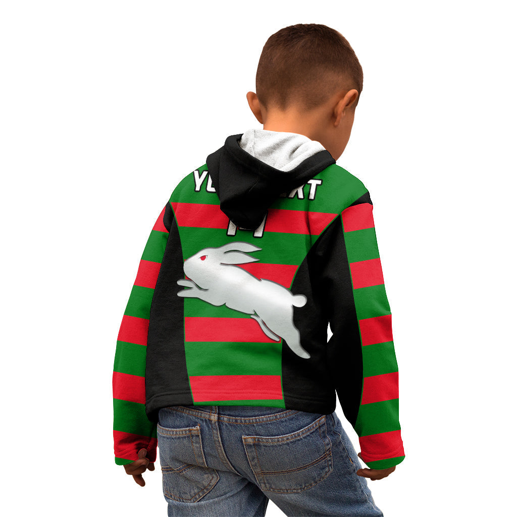 (Custom Text And Number) Rabbitohs Rugby Kid Hoodie Go Souths 1908 Sporty Style Black - Vibe Hoodie Shop