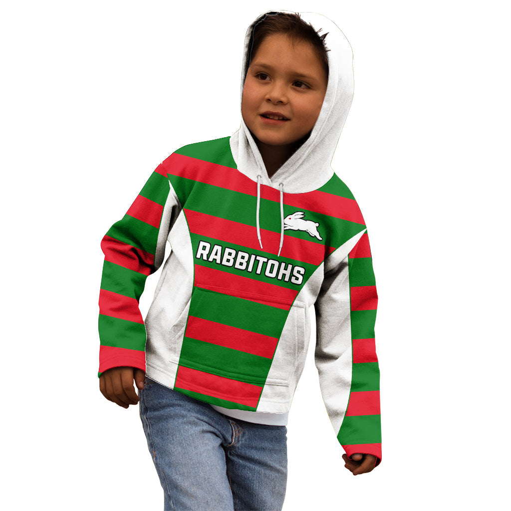 Rabbitohs Rugby Kid Hoodie Go Souths 1908 Sporty Style White - Vibe Hoodie Shop