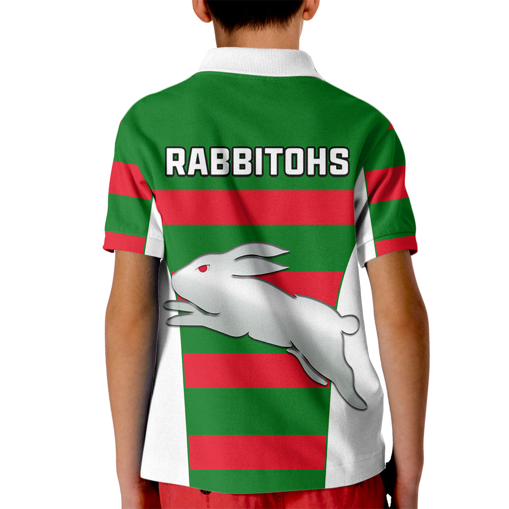 Rabbitohs Rugby Kid Polo Shirt Go Souths 1908 Sporty Style White - Vibe Hoodie Shop