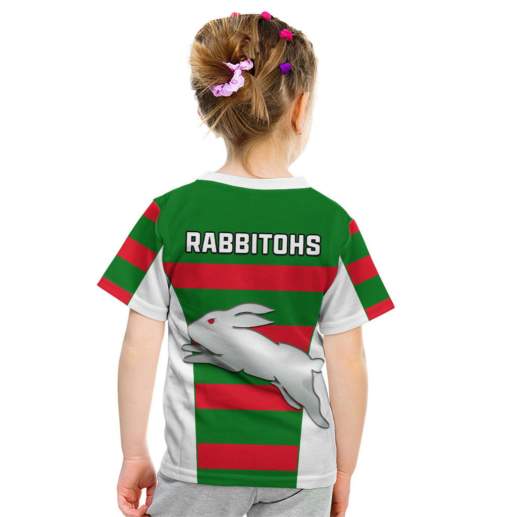 Rabbitohs Rugby Kid T Shirt Go Souths 1908 Sporty Style White - Vibe Hoodie Shop