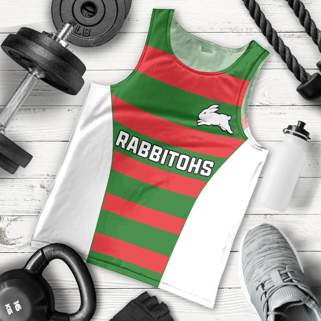 Rabbitohs Rugby Men Tank Top Go Souths 1908 Sporty Style White - Vibe Hoodie Shop