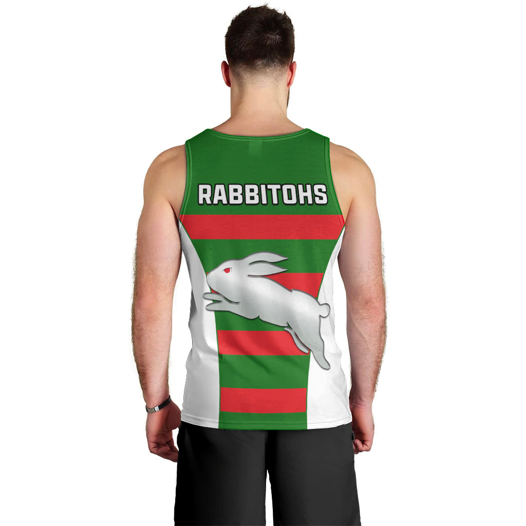 Rabbitohs Rugby Men Tank Top Go Souths 1908 Sporty Style White - Vibe Hoodie Shop