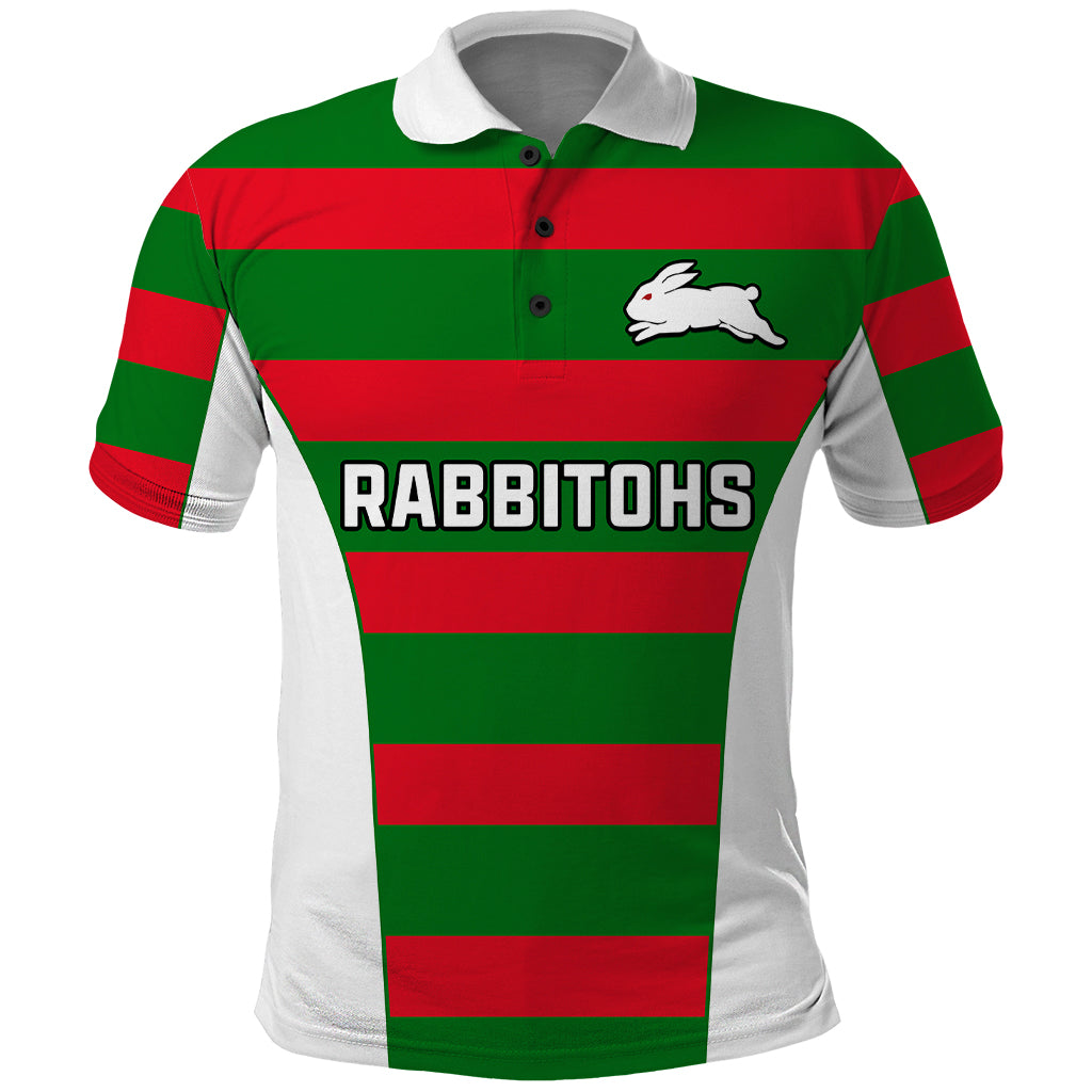 Rabbitohs Rugby Polo Shirt Go Souths 1908 Sporty Style White - Vibe Hoodie Shop