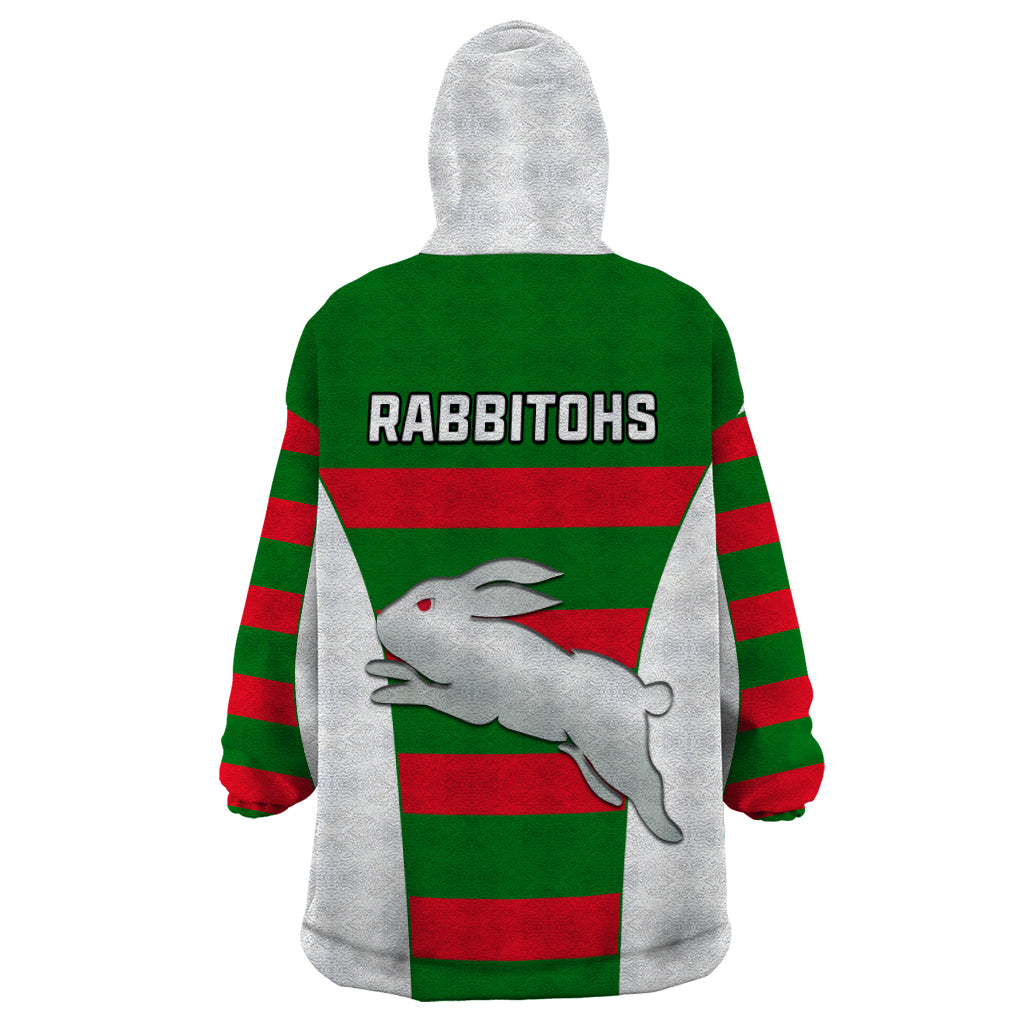 Rabbitohs Rugby Wearable Blanket Hoodie Go Souths 1908 Sporty Style White - Vibe Hoodie Shop