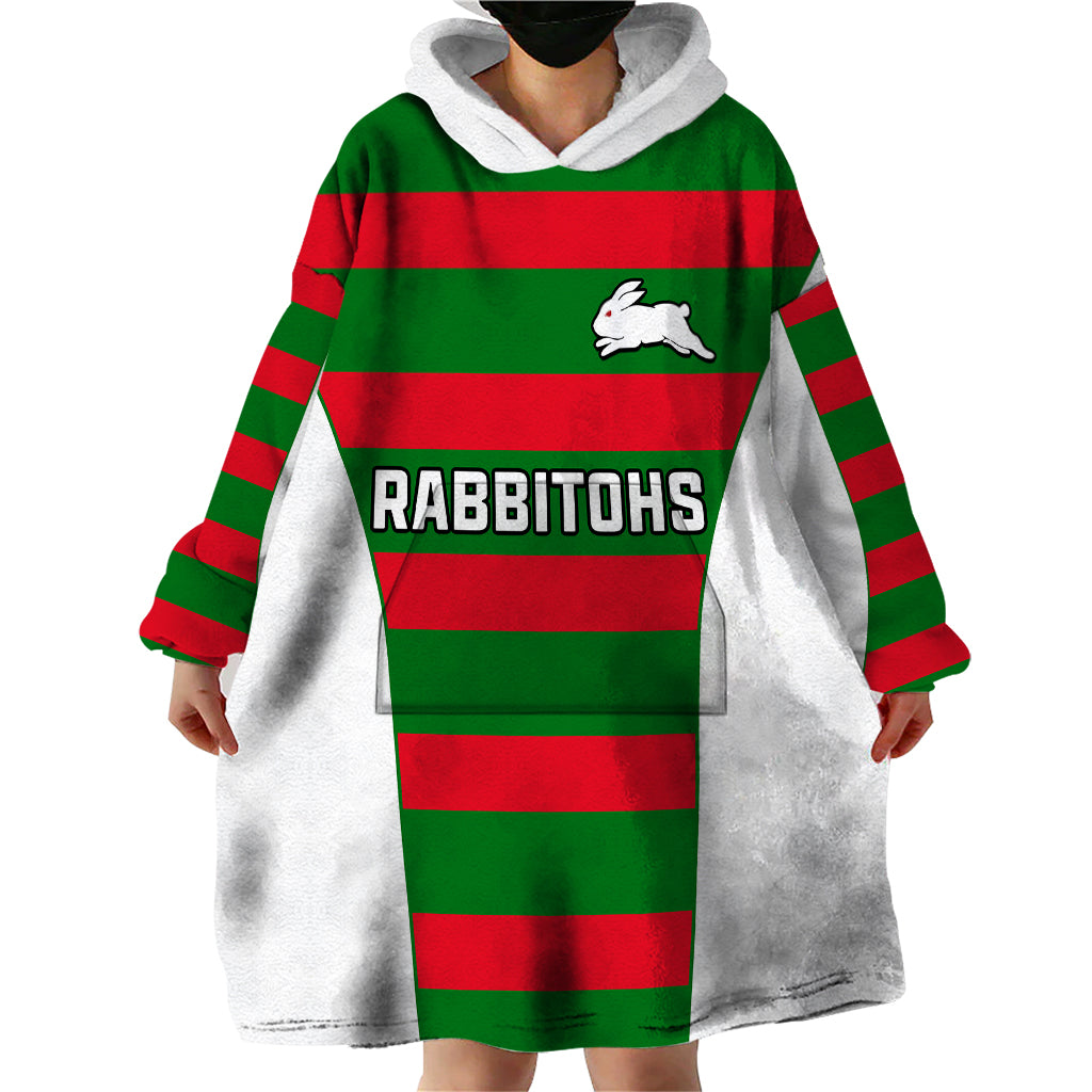 Rabbitohs Rugby Wearable Blanket Hoodie Go Souths 1908 Sporty Style White - Vibe Hoodie Shop