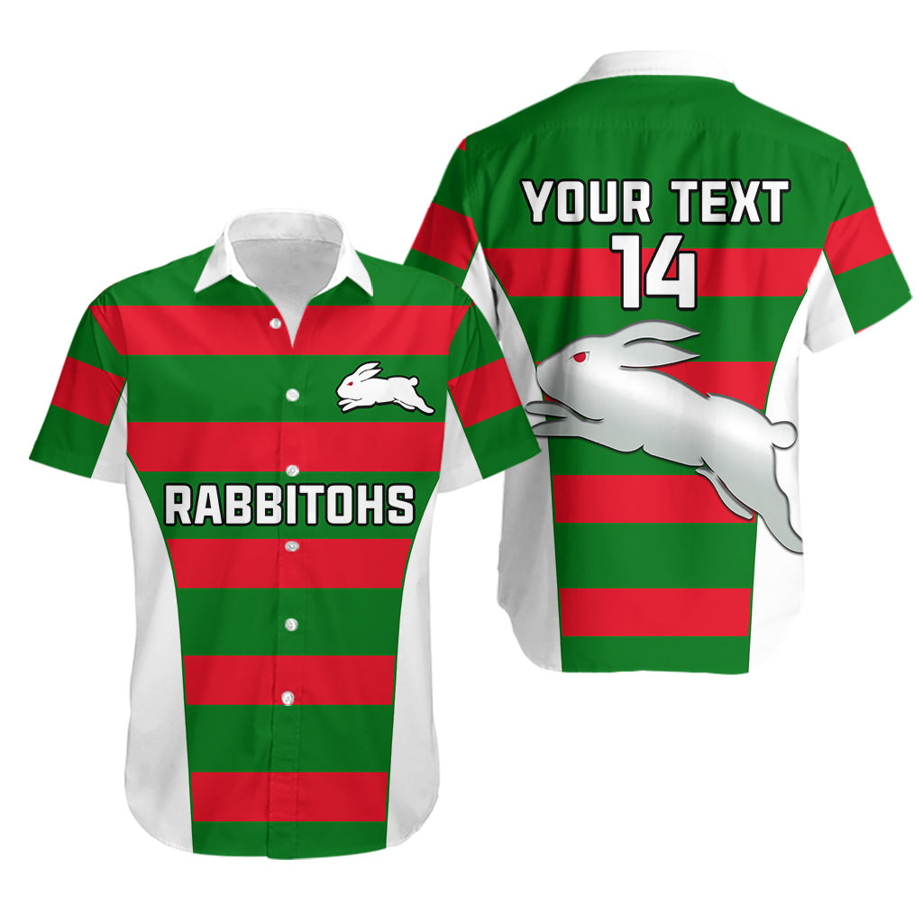 (Custom Text And Number) Rabbitohs Rugby Hawaiian Shirt Go Souths 1908 Sporty Style White - Vibe Hoodie Shop