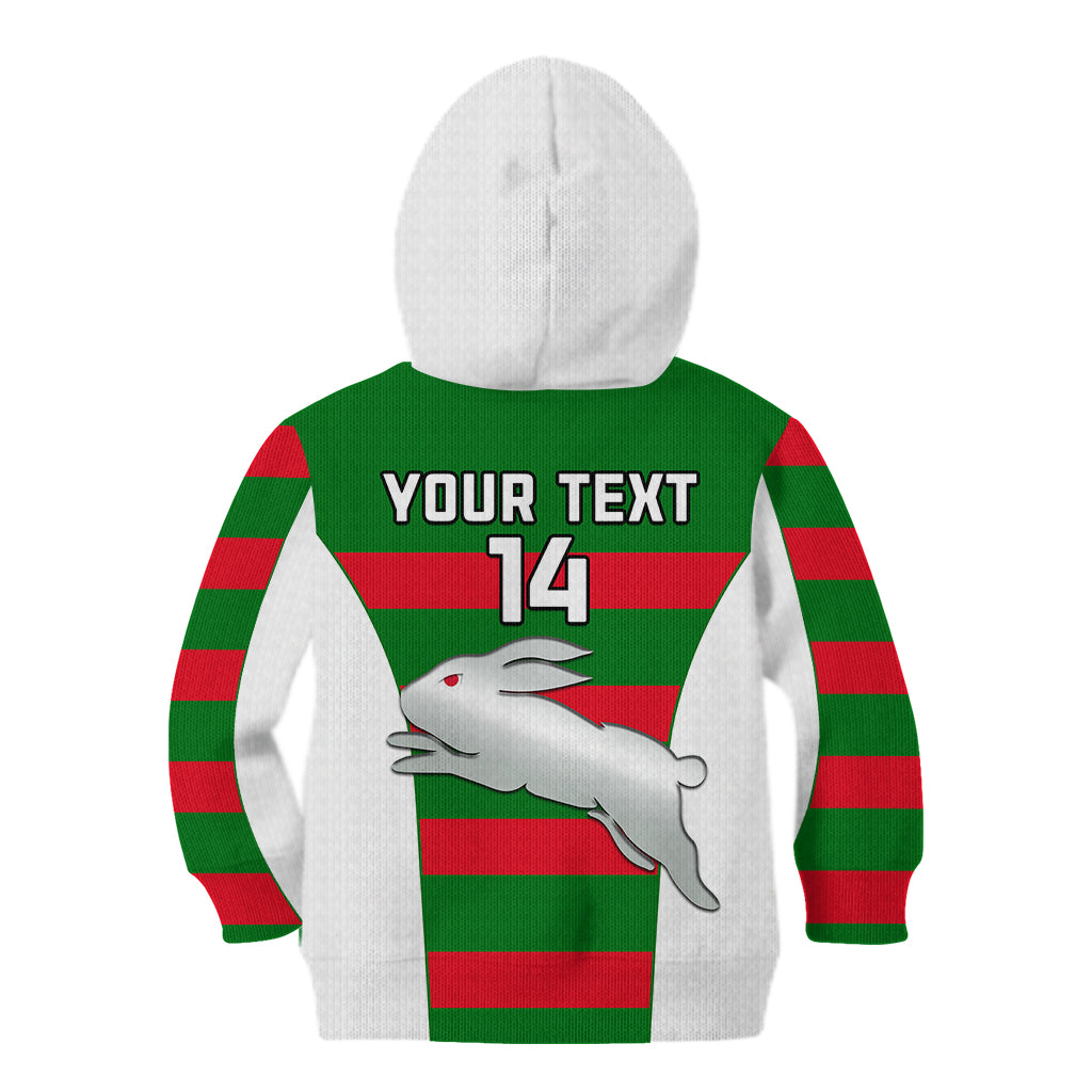 (Custom Text And Number) Rabbitohs Rugby Kid Hoodie Go Souths 1908 Sporty Style White - Vibe Hoodie Shop