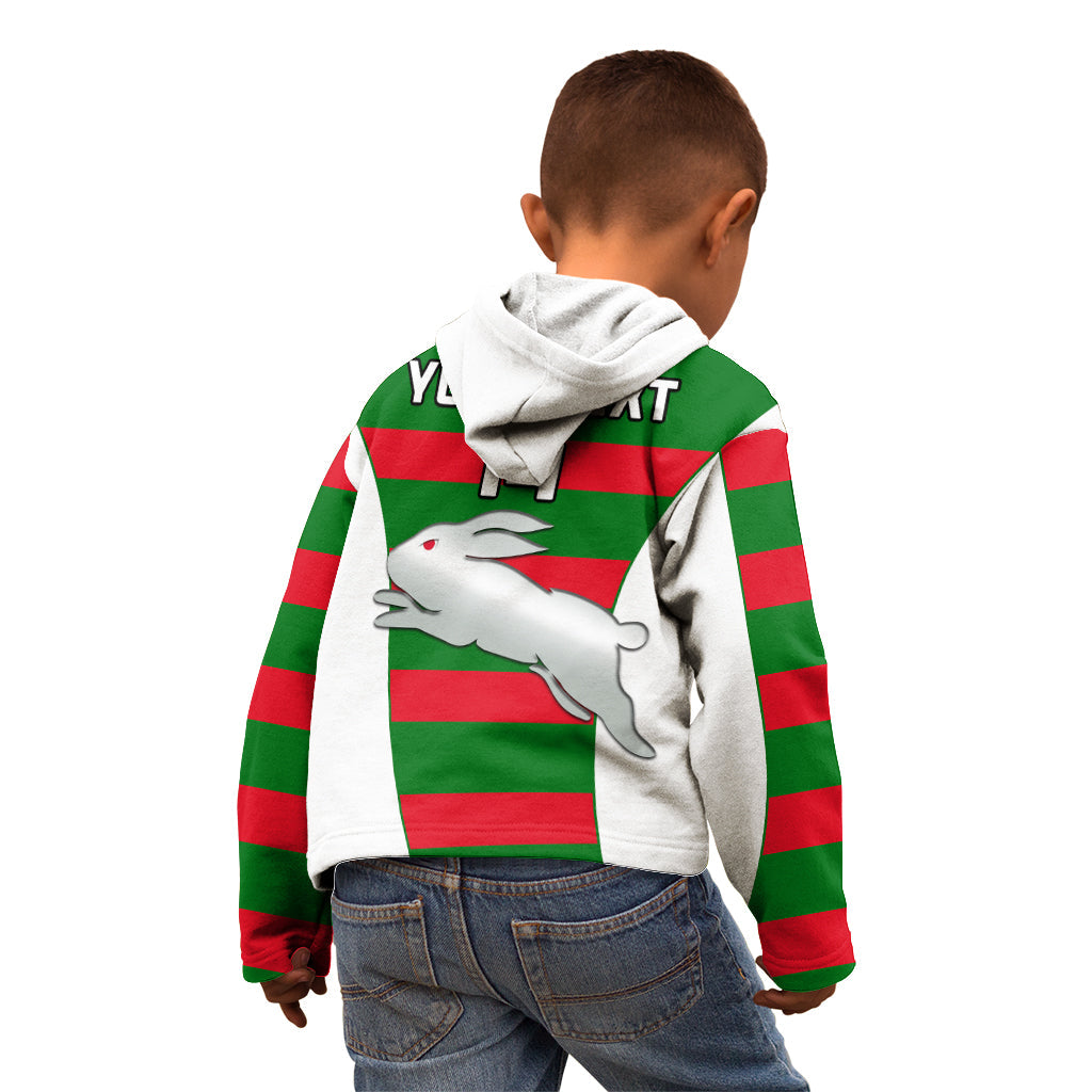 (Custom Text And Number) Rabbitohs Rugby Kid Hoodie Go Souths 1908 Sporty Style White - Vibe Hoodie Shop