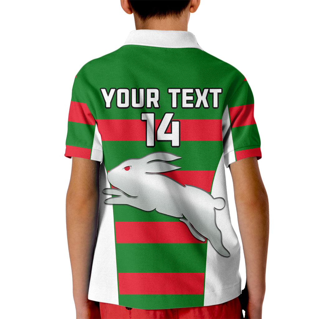 (Custom Text And Number) Rabbitohs Rugby Kid Polo Shirt Go Souths 1908 Sporty Style White - Vibe Hoodie Shop