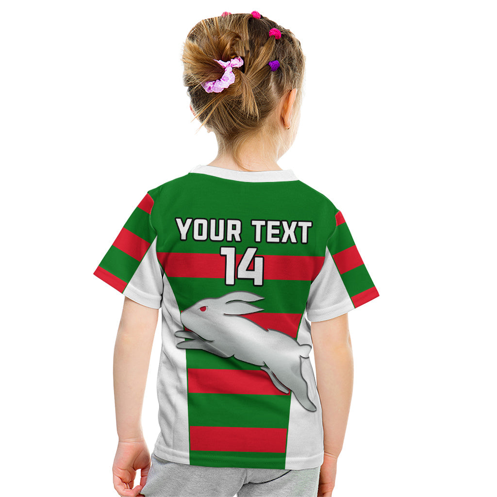 (Custom Text And Number) Rabbitohs Rugby Kid T Shirt Go Souths 1908 Sporty Style White - Vibe Hoodie Shop